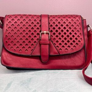 Elegant Deep Red Crossbody Bag /Purse